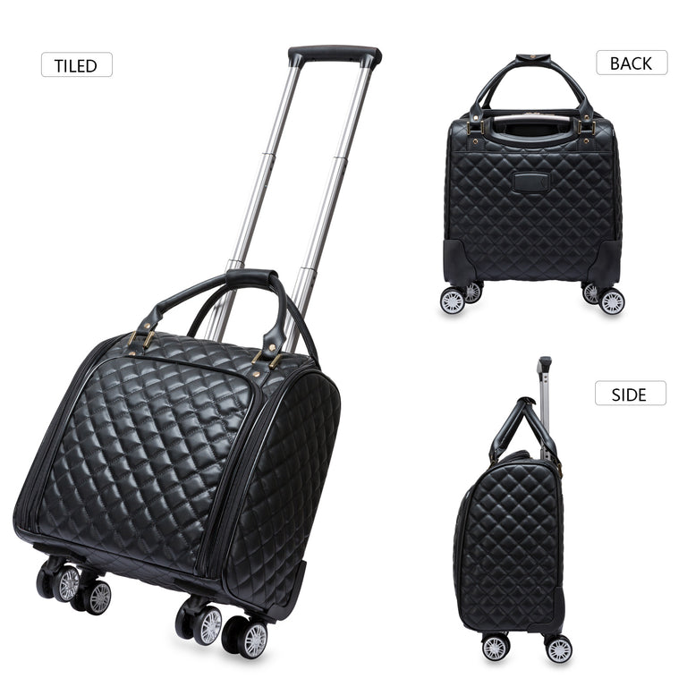 Leather Underseat Spinner Luggage
