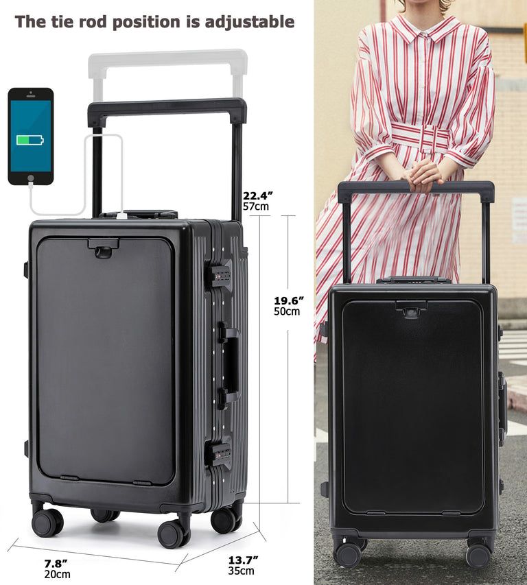 Wide Handle Aluminum Frame Carry-On Luggage